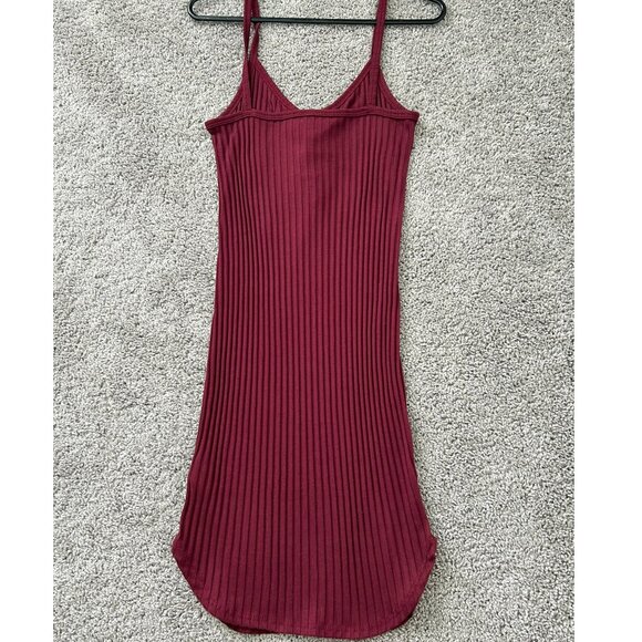 Luna Chix Burgundy Fitted Mini Dress Size Medium Tie Front Cotton Blend - Picture 5 of 7